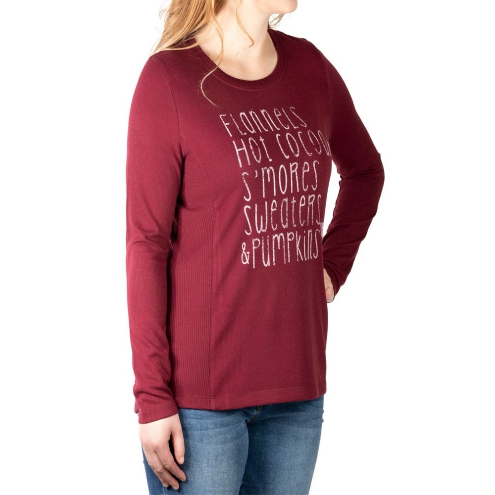 NWT Modern Canvas Fall Graphic Top Medium Claret